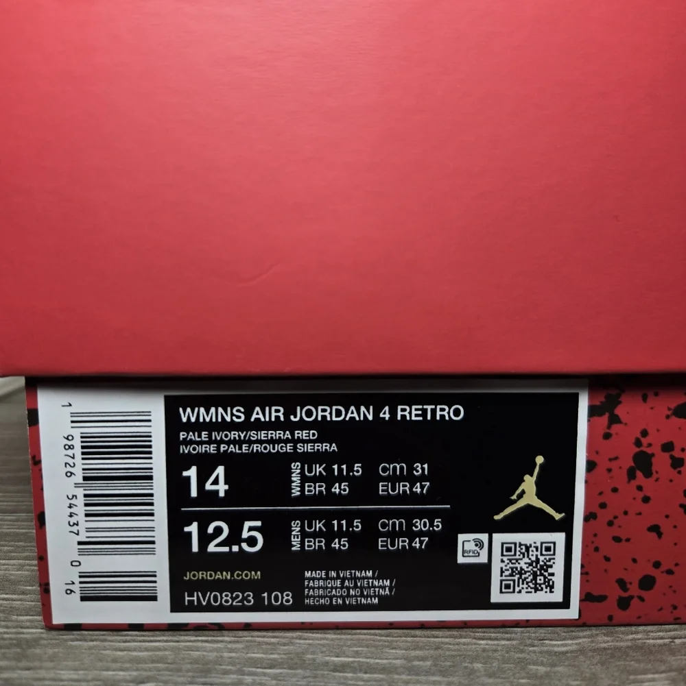 Nike Air Jordan 4 Valentine’s Day Mens 12.5 / Womens 14 New In Box